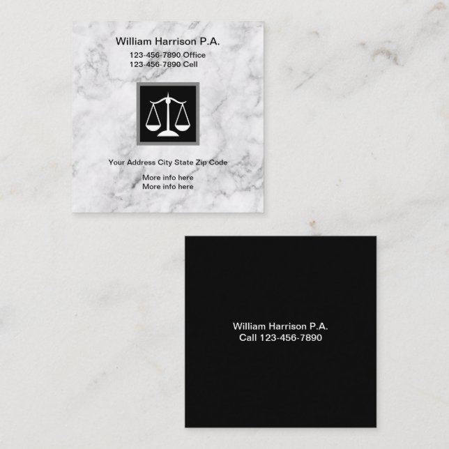 Classy Unique Attorney Businesscards Square Business Card (Front/Back)