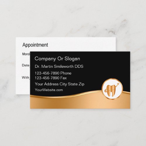 Classy Unique Dentist Appointment Business Cards