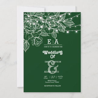 classy unique emerald green wedding invitation