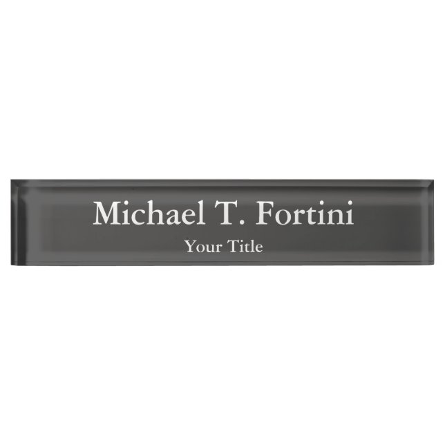Classy Unique Grey Trendy Elegant Desk Name Plate (Front)