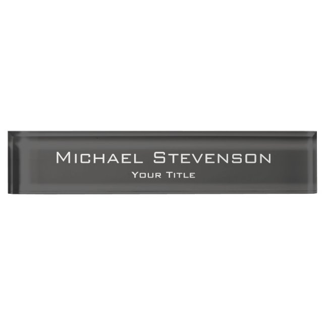 Classy Unique Grey Trendy Elegant Desk Nameplate (Front)