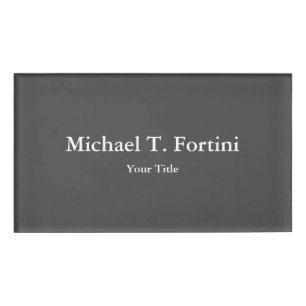 Classy Unique Grey Trendy Elegant Name Tag