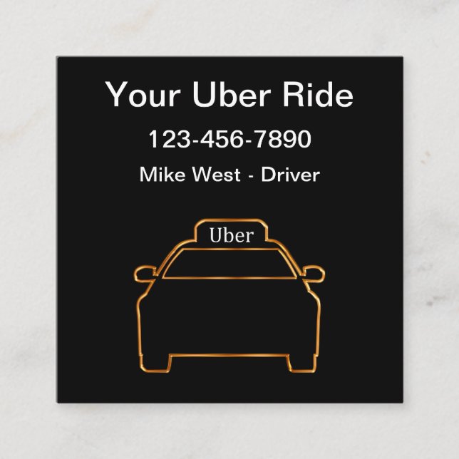 Classy Unique Uber Driver Ride Hailing Square Business Card (Front)
