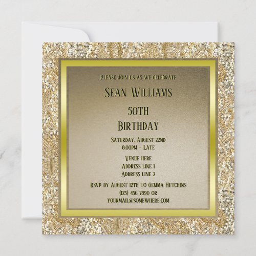 Classy Unisex Gold Birthday Invitation