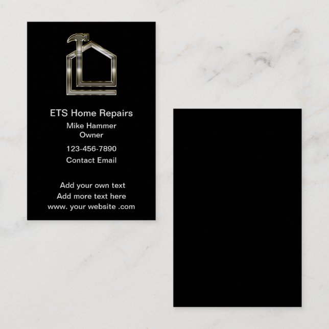 Classy Upscale Construction Thick Business Cards (Front/Back)