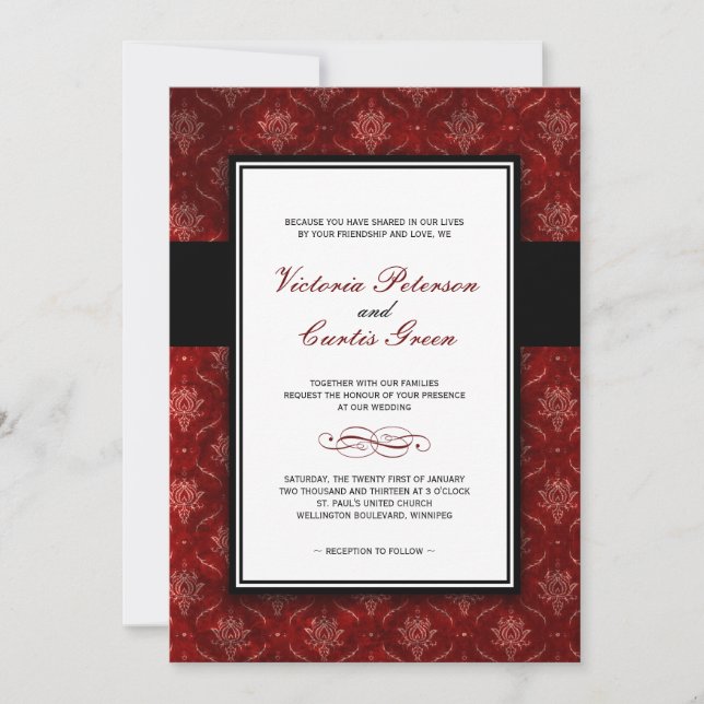 Classy Velvet Wedding Invitations (Front)