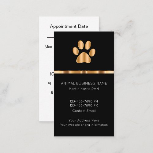 Classy Veterinarian Appointment Businesscards Business Card