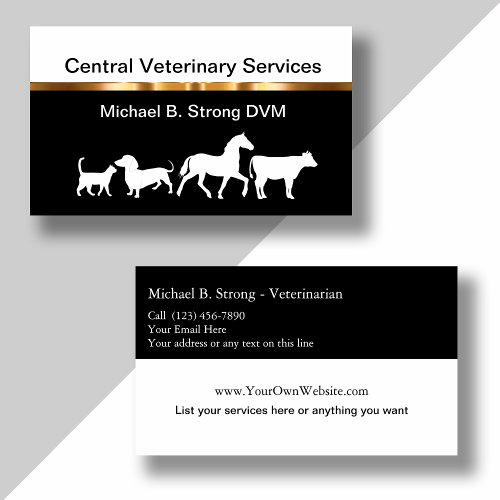 Classy Veterinarian Pet Animals Business Cards