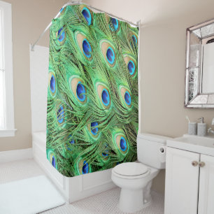 Classy Vibrant Peacock Feathers Shower Curtain