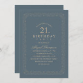 Classy Vintage 21st Birthday Party Elegant Simple Invitation (Front/Back)