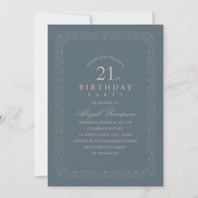 Classy Vintage 21st Birthday Party Elegant Simple Invitation (Front)