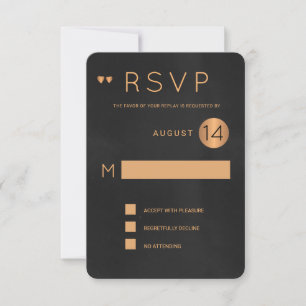 Classy vintage black metallic copper wedding rsvp invitation