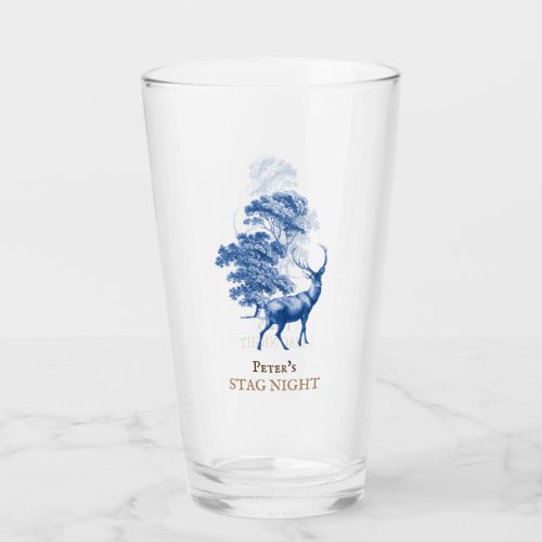 Classy Vintage Blue Toile Deer in Forest Glass