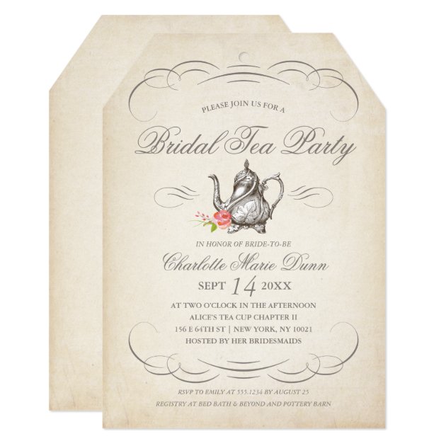 Classy Vintage Bridal Tea Party | Bridal Shower Invitation