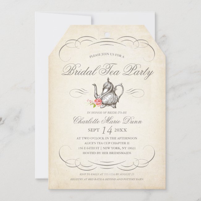 Classy Vintage Bridal Tea Party | Bridal Shower Invitation