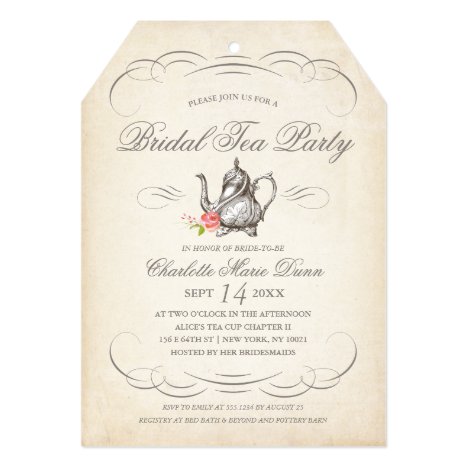 Classy Vintage Bridal Tea Party | Bridal Shower Invitation