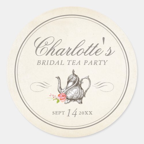 Classy Vintage Bridal Tea Party Favor Label