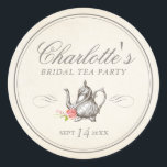 Classy Vintage Bridal Tea Party Favor Label<br><div class="desc">Favor labels for tea party themes with a vintage,  shabby chic vibe.</div>