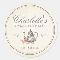 Classy Vintage Bridal Tea Party Favor Label