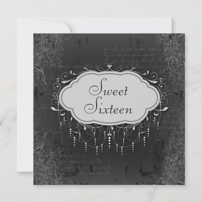 Classy Vintage Chandelier Ornament Sweet 16 Invitation (Front)