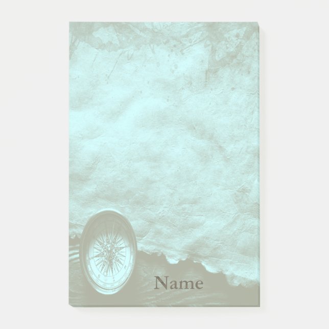 Classy vintage compass personalized post-it notes (Front)
