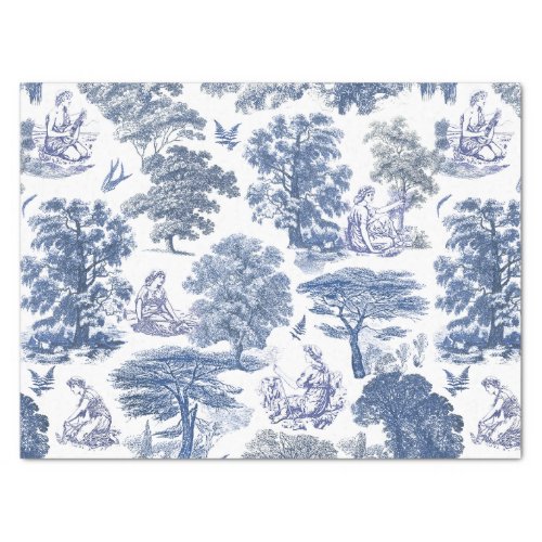 Classy Vintage Elegant Rustic Blue Country Toile Tissue Paper