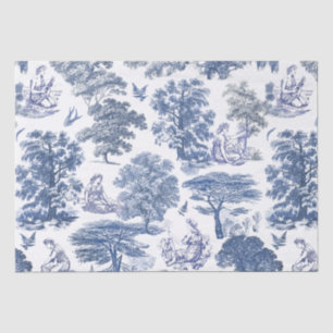Classy Vintage Elegant Rustic Blue Country Toile Tissue Paper