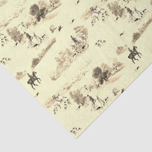 Classy Vintage English Horse Riders Hounds Hunting Tissue Paper