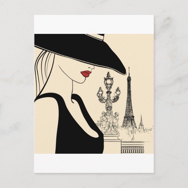 Classy Vintage Fashion in Paris Postcard (Front)