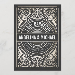 Classy Vintage I Do BBQ Invitations Gold & Black
