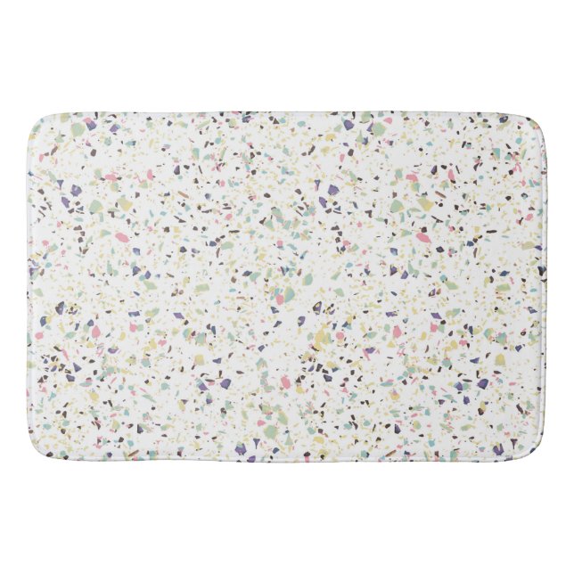Classy vintage marble terrazzo pastel design bath mat (Front)