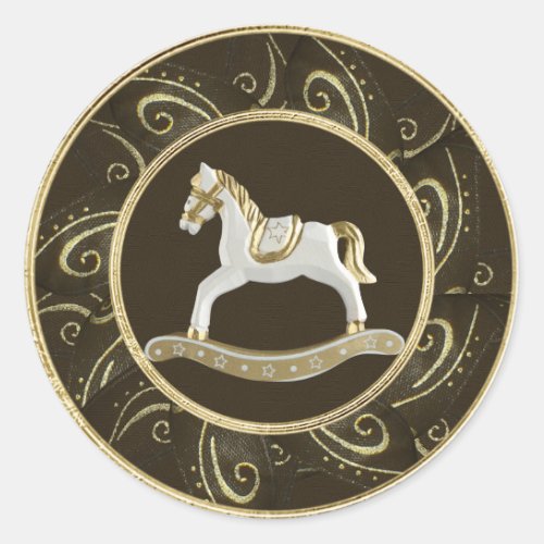 Classy Vintage Rocking Horse Festive Stickers