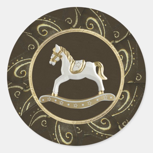 Classy Vintage Rocking Horse Festive Stickers (Front)