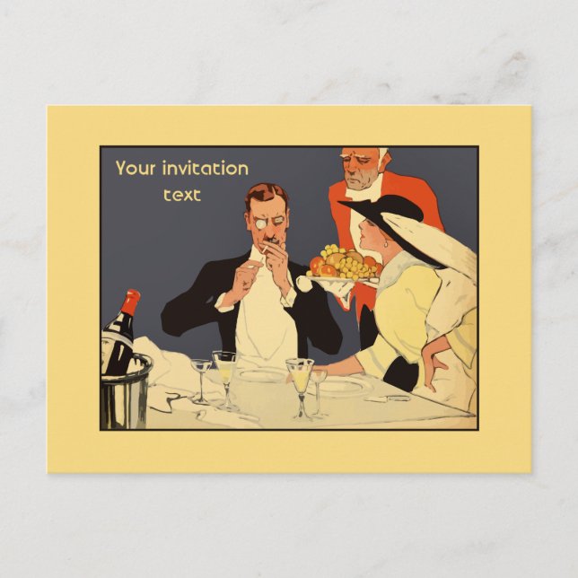 Classy vintage style dinner invitation template (Front)