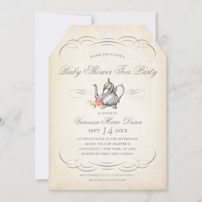 Classy Vintage Tea Party | Baby Shower Invitation (Front)