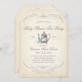 Classy Vintage Tea Party Blue | Baby Shower Invitation (Front/Back)