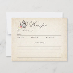 Classy Vintage Tea Party Recipe Card