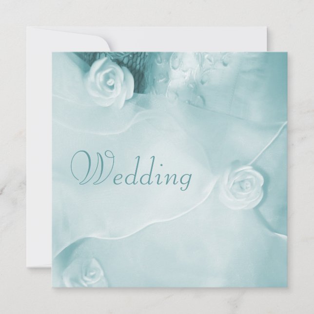 Classy Vintage Teal Wedding Gown Wedding Invitation (Front)