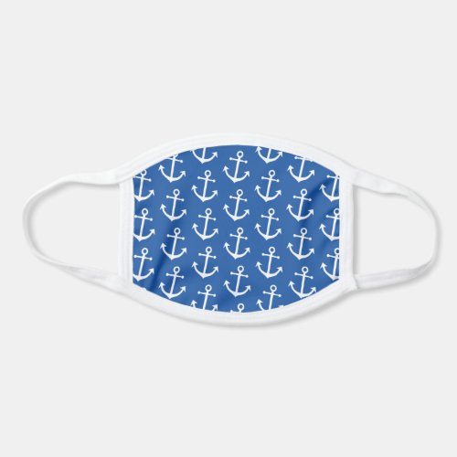 Classy Vintage White Anchor Pattern On Royal Blue Face Mask