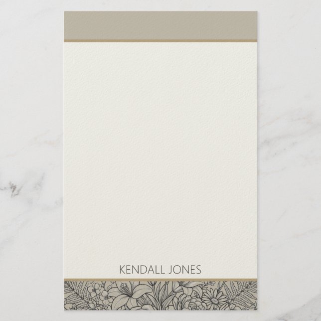 Classy Vintage Wildflower Custom Stationery (Front)