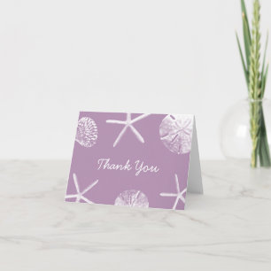 Classy Violet Beach Theme Seashells Thank You