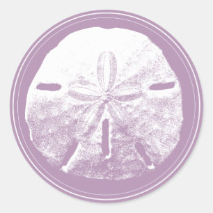 Classy Violet Sand Dollar Beach Wedding Favor Classic Round Sticker