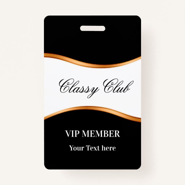 Classy VIP Member Club Guest Badges (Front)