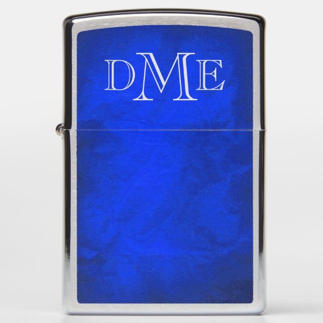 Classy Vivid Blue Monogram Zippo Lighter (Front)