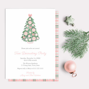 Classy Watercolor Christmas Tree Decorating Party Invitation