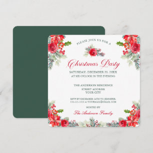 Classy Watercolor Floral Christmas Party  Invitation