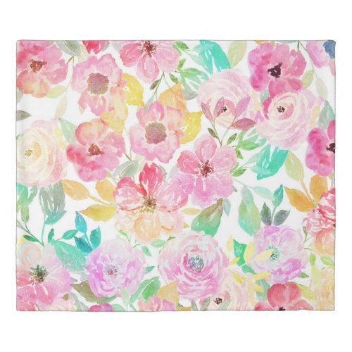 Classy watercolor hand paint floral design duvet cover