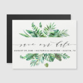 Classy Watercolor Tropical Leaves save our date V3 (Front/Back)