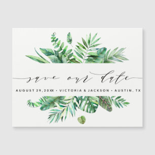 Classy Watercolor Tropical Leaves save our date V3