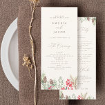 Classy Watercolor Winter Greenery Wedding Program<br><div class="desc">Guide your guests with our wedding program. A beige background,  embellished by winter greenery,  holly berries,  pine cones,  and foliage,  serves as the backdrop for beautiful serif and script typography.</div>